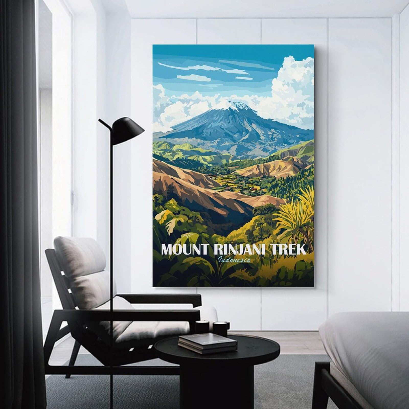 Junmoney Decorative Wall Artwork Mount Rinjani Trek, Indonesia, 24x36inch(60x90cm), for Lounge, Bedroom Or Personal Spaces, Gift Idea for Housewarming And Birthdays