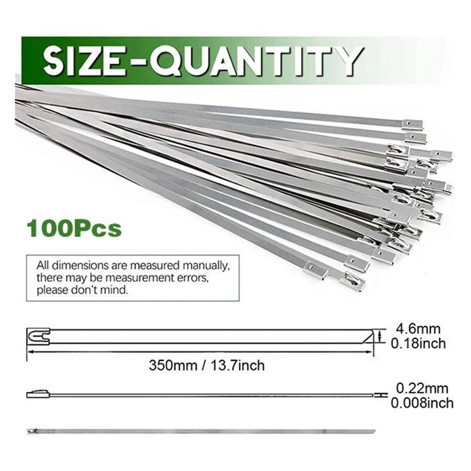 Stalowe opaski kablowe, opaski kablowe z zamkiem błyskawicznym, 50/100 szt. z blokadą kablowa Metalowe opaski zaciskowe Opaski zaciskowe do kabli ze stali nierdzewnej Blokujący metalowy zamek błyska