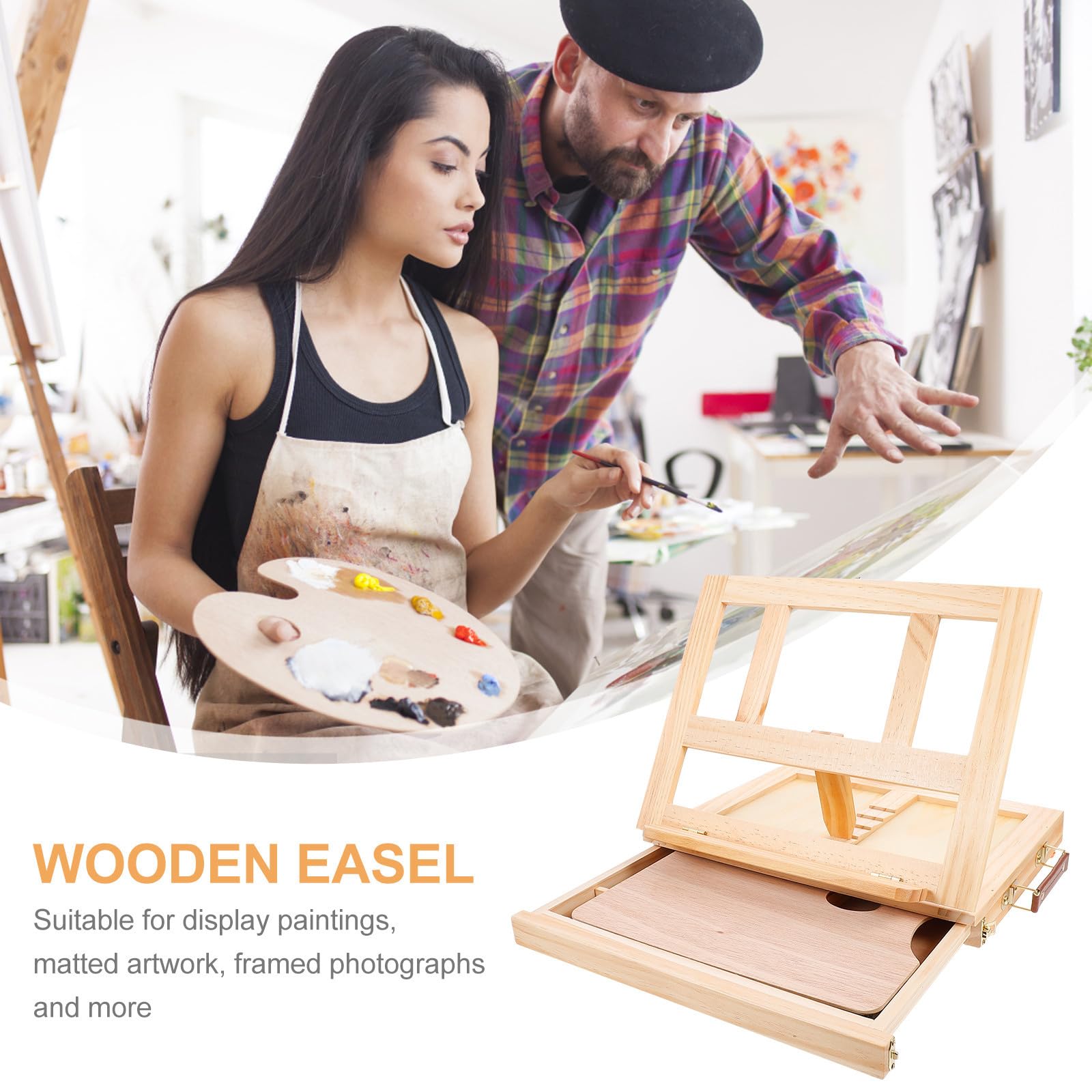 Caballete de Escritorio de Madera Verde Plegable y Portátil