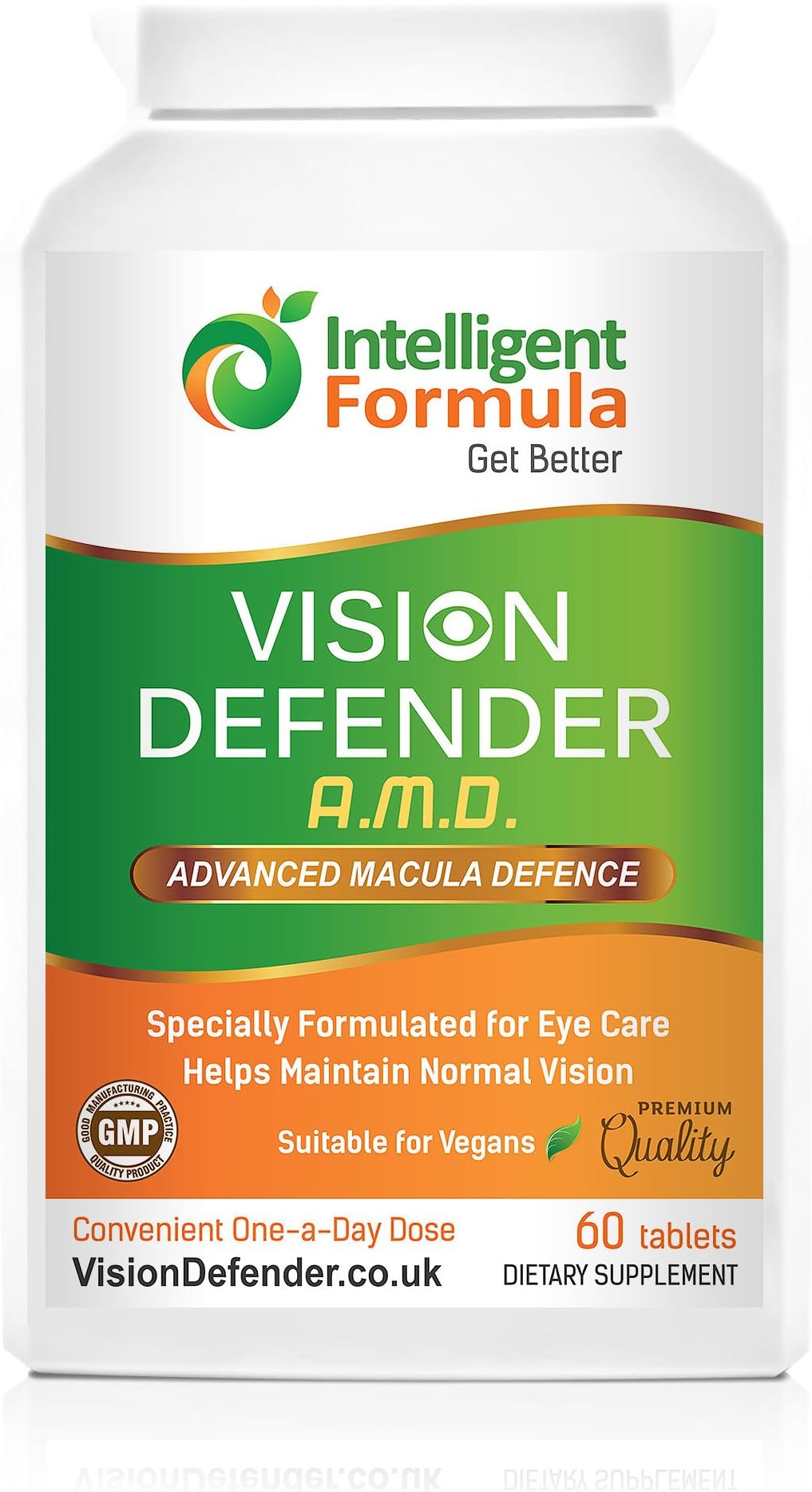 Vision Defender AMD Eye Supplement: Lutein Complex, Zeaxanthin, Vitamins & Minerals for Ocular Health & Eye-Care. 2 Month Supply (60 Tablets) One-A-Day Vegan Nutrients for Eyes by Intelligent Formula