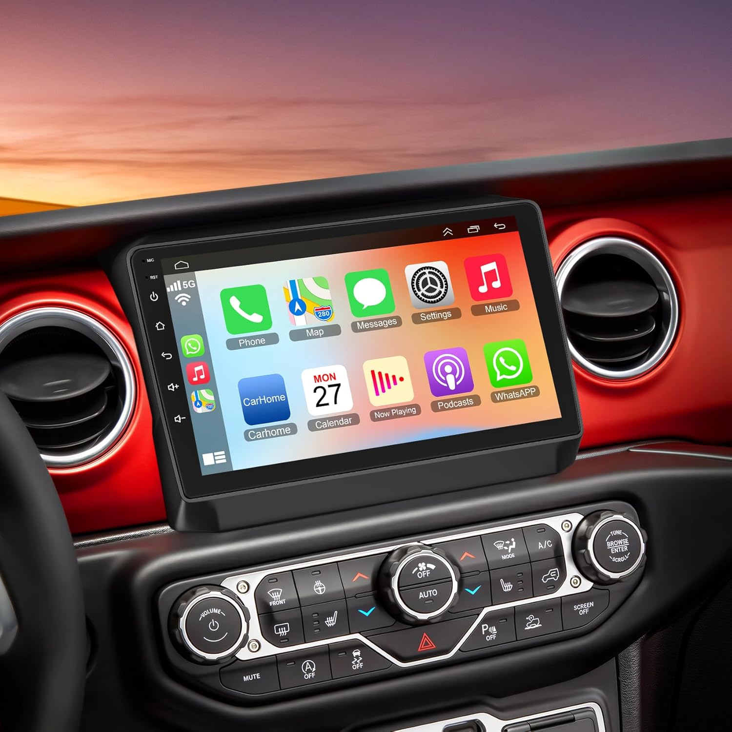 Car Radio for Jeep Wrangler JL 2018-2021 & Gladiator JT 2020-2021, 6+128GB Android 15 Car Stereo Support Wireless Carplay & Android Auto Bluetooth Voice Control/DSP/EQ/FM WiFi Backup Camera