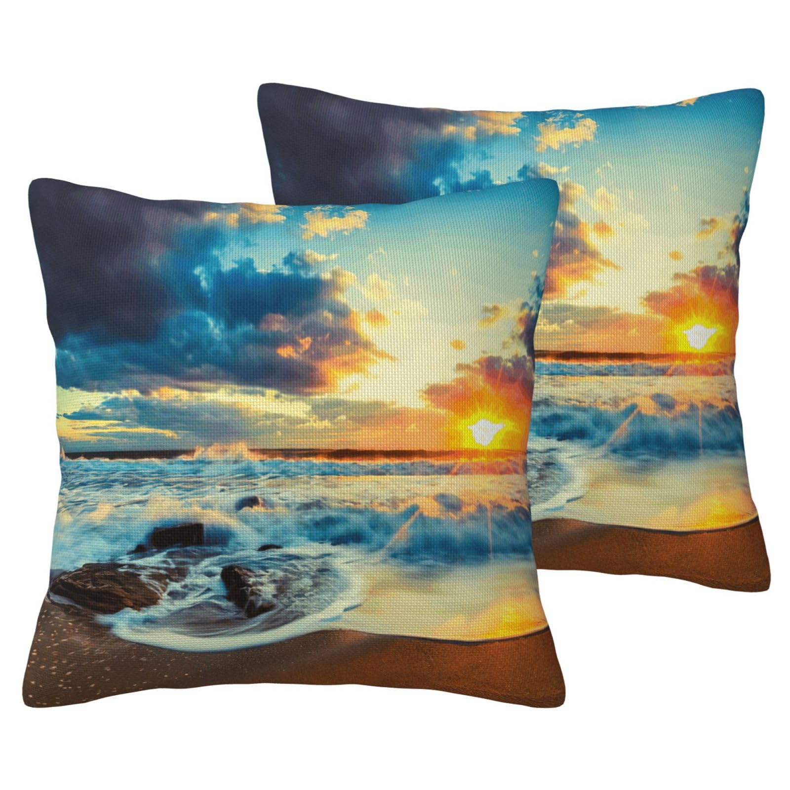 Housses de coussin de canapé EdWal lot de 2 coucher de soleil