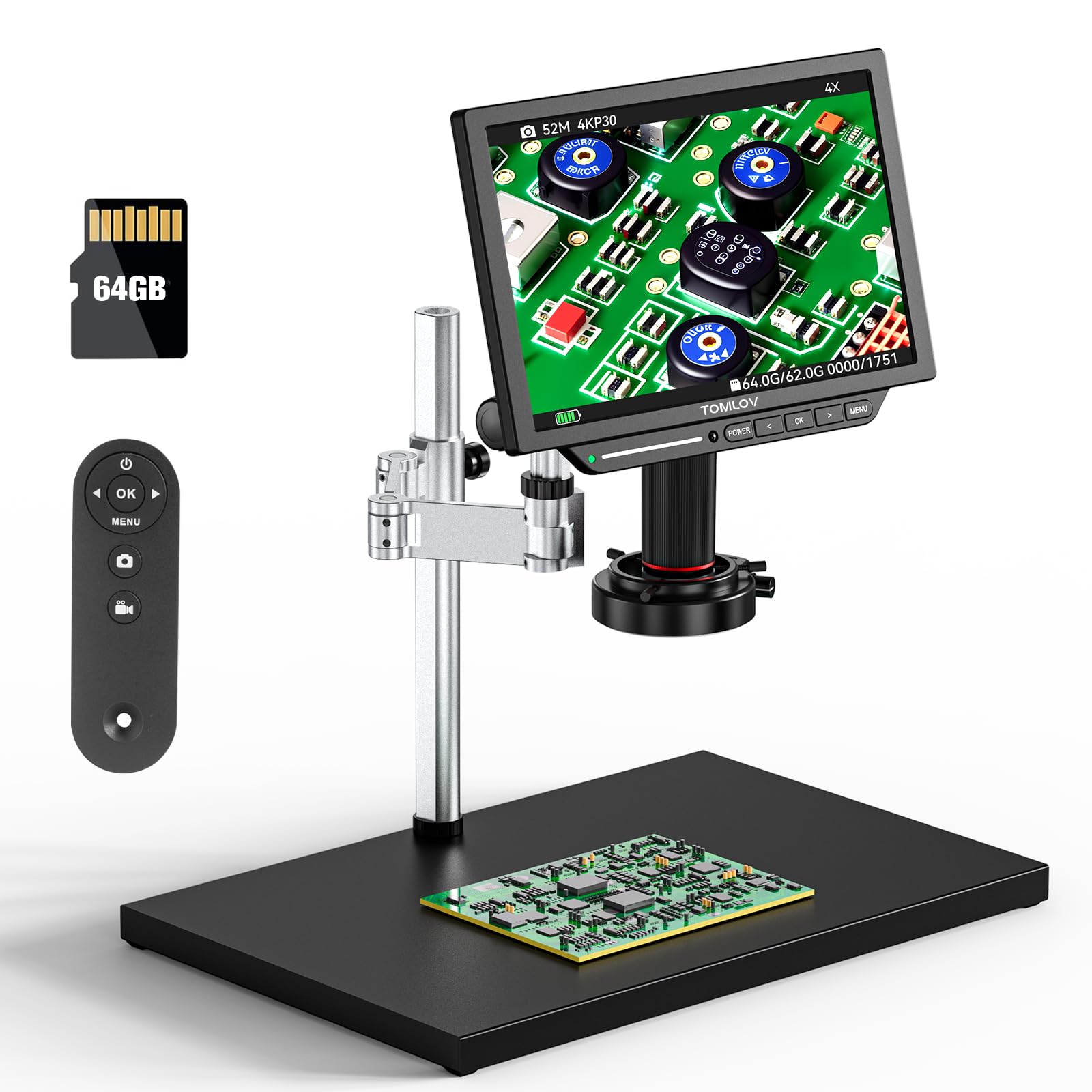 TOMLOV TM4K Max 10.1" Digital Microscope 2000X,Soldering Microscope for Adults,Coin Microscope for Error Coin