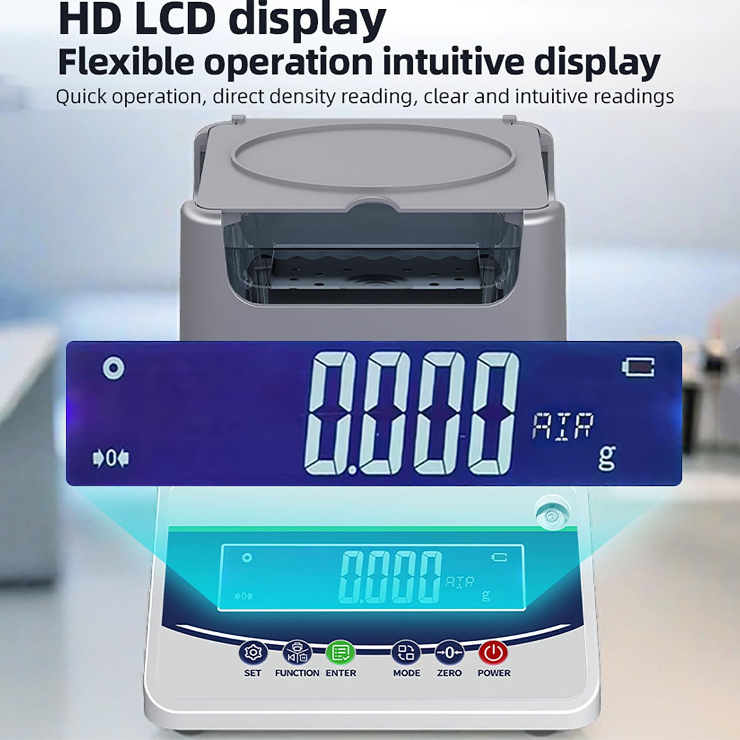 Densímetro digital para sólidos y líquidos, medidor de densidad de alta precisión con pesos de calibración, pantalla LCD, precisión de 0,001 g, datos imprimibles para laboratorio y uso industrial