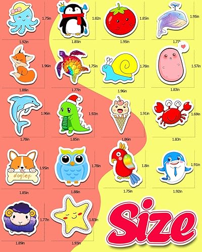 Miniatura 5 de Paquete de 1200 calcomanías de animales para niños y adolescentes, lindas calcomanías estéticas impermeables de vinilo para pegar en botellas de