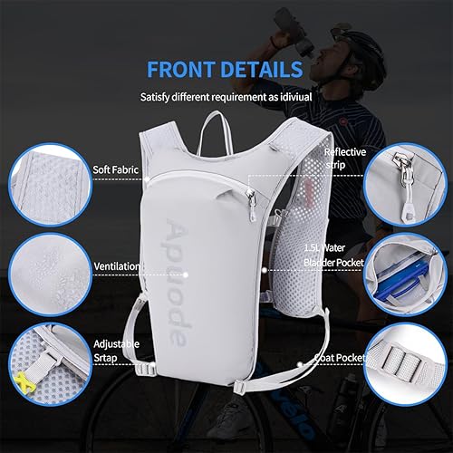 Miniatura 3 de Mochila de hidratación para correr, ligera, aislada, para senderismo, senderismo, correr, ciclismo, carrera, maratón, para mujeres y hombres