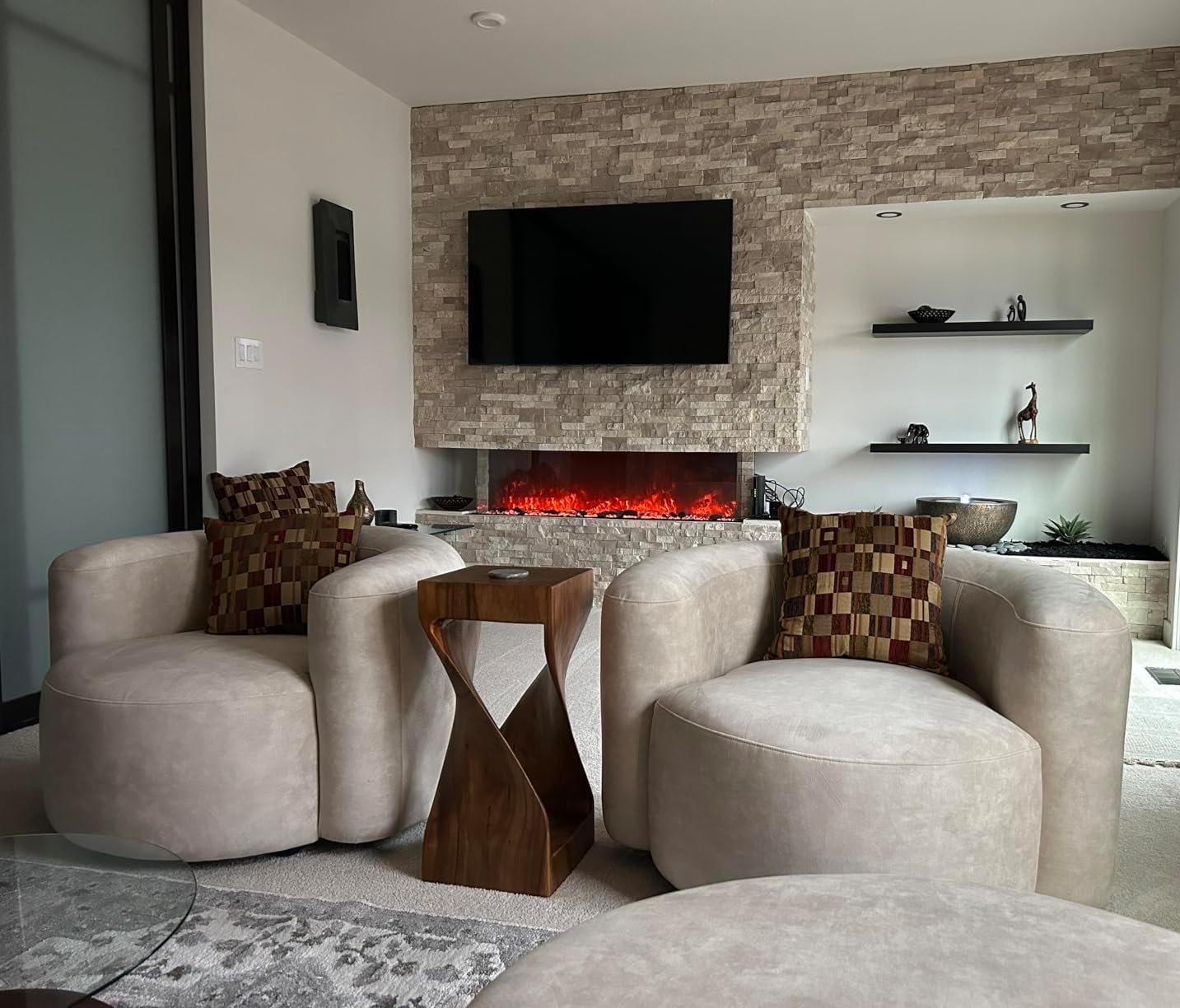 Acanva Luxury Modern Tight Curved Back Velvet Sofa, Minimalist Style Comfy Couch for Living Room Apartment Reception Space, Cream Single Chair Set of 2