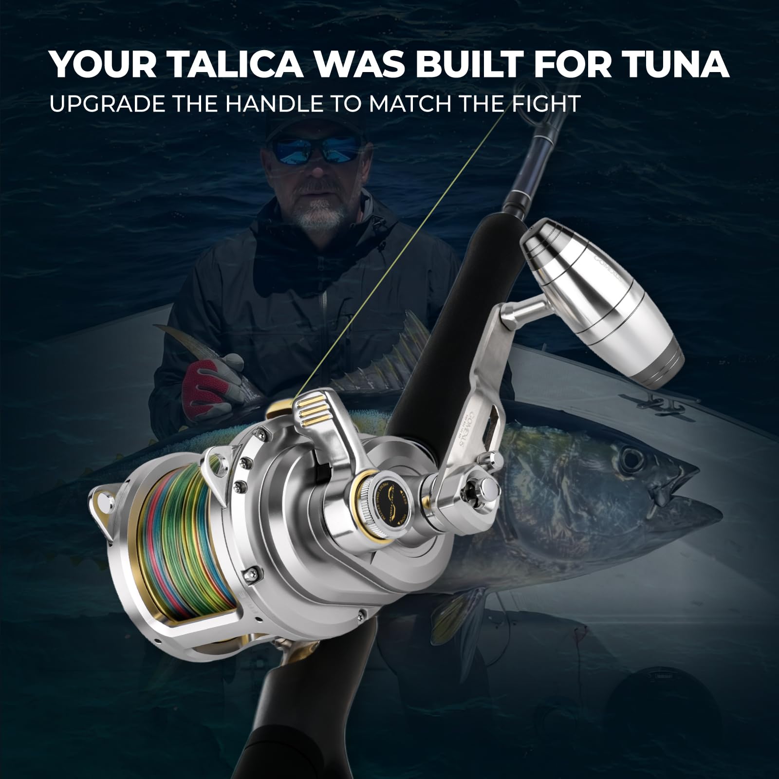 GOMEXUS Power Handle Compatible for Shimano Talica Reels, Heavy Duty Big Game Fishing Reel Handle for Saltwater Trolling Tuna Marlin Swordfish, Conventional Reel Replacement Crank : Sports & Outdoors