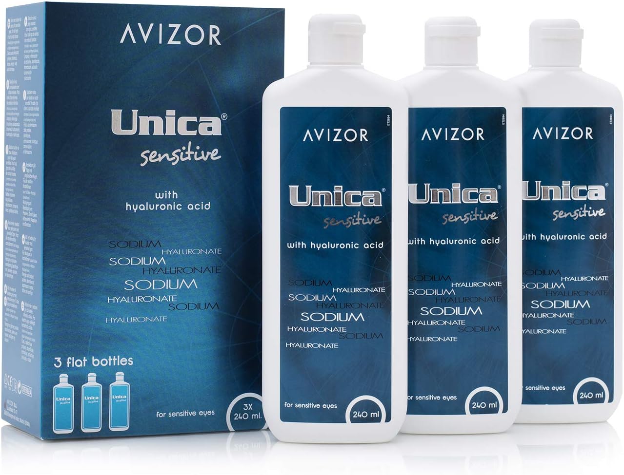 Avizor Unica Sensitive Contact Lens Solution 3x240ml for Sensitive Eyes