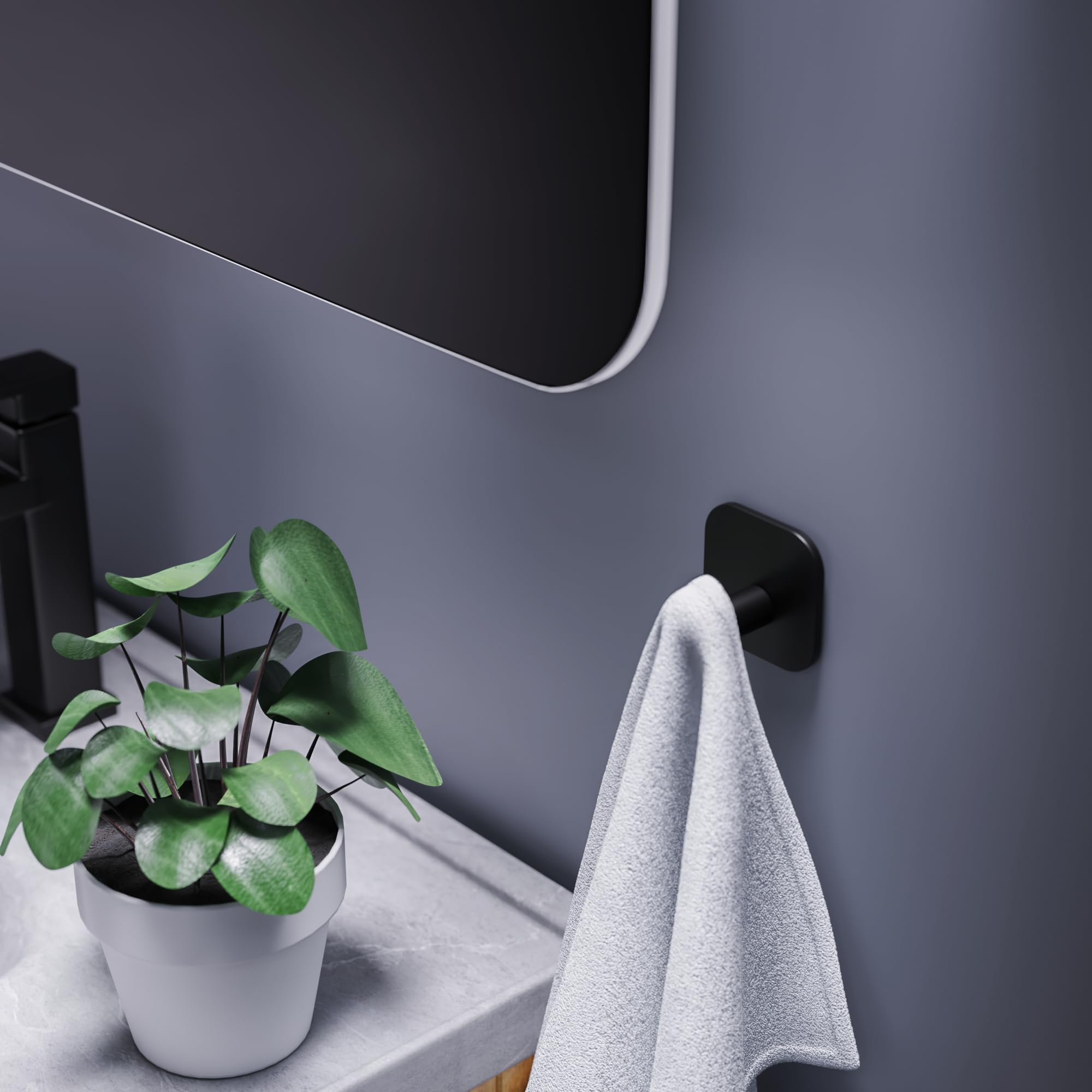 Aikzik Ganchos Adhesivos para Pared, Acero Inoxidable Toalleros sin Taladro, Colgadores Adhesivo Resistentespara Toallas Baño Cocina Albornoz, Negro