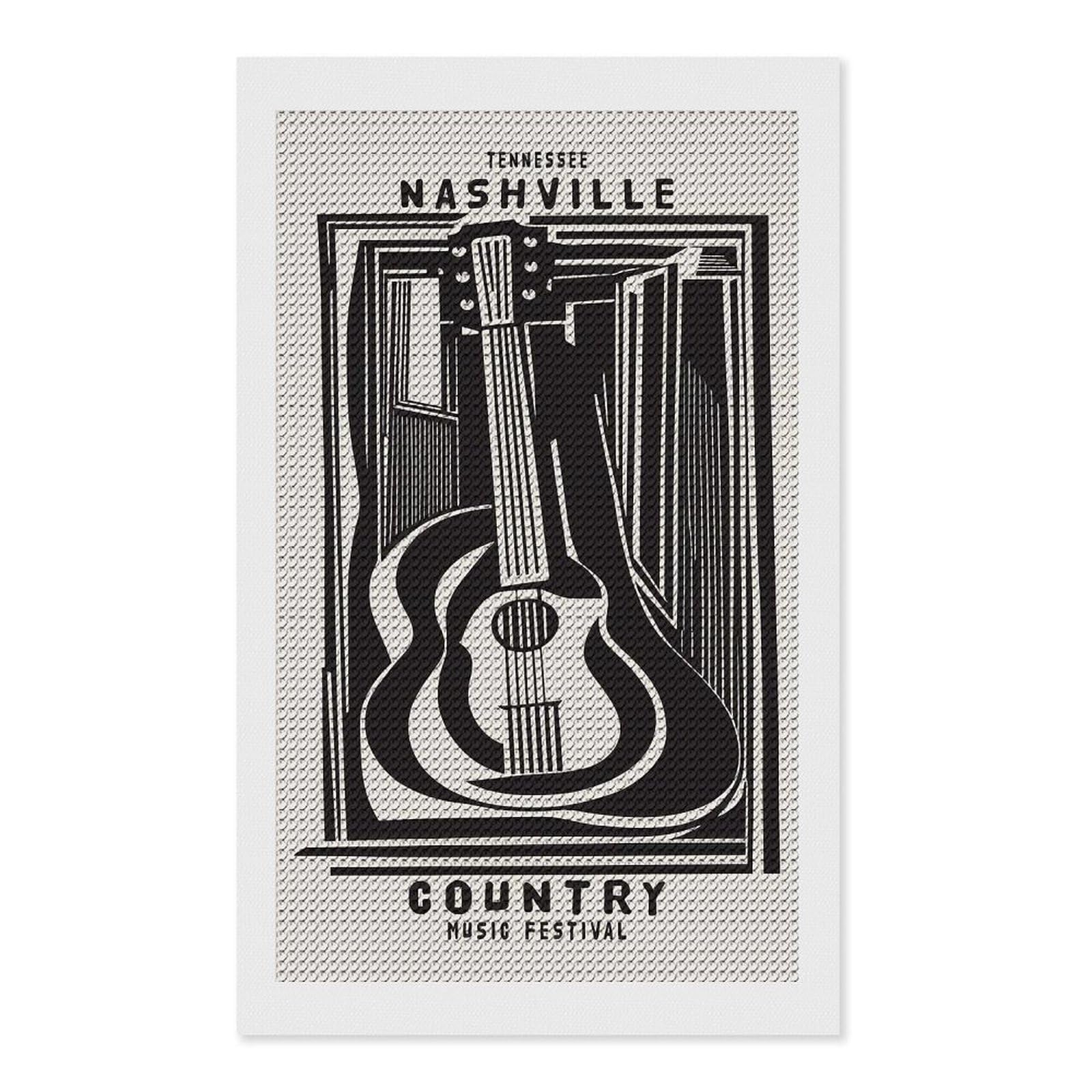 Junmoney Nashville Country DIY Diamond Art Canvas Kit 12"x20", Christmas Gift, for Family Craft Time, Leisure Activity, Home Wall Art
