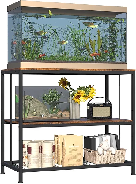 YDTOP 40-50 Gallon Fish Tank Stand, 3-Tier Heavy Duty Metal 40 Gallon Aquarium Stand with Adjustable Storage Shelves for 40-50 Gallon Breeder/Turtle/Reptile Tank-36.2“L*17.7”W*31.5" H