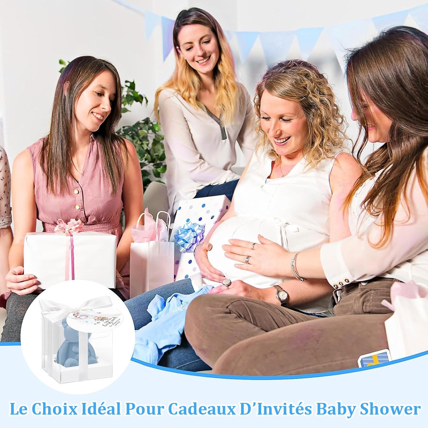 Lot de 36 Savons en Forme d’Ourson pour Baby Shower, avec Boîtes Cadeaux | Mini Savons Parfumés en 3 Couleurs avec Rubans et Étiquettes Merci pour Baptême, Gender Reveal, Mariage et Fête de Naissance