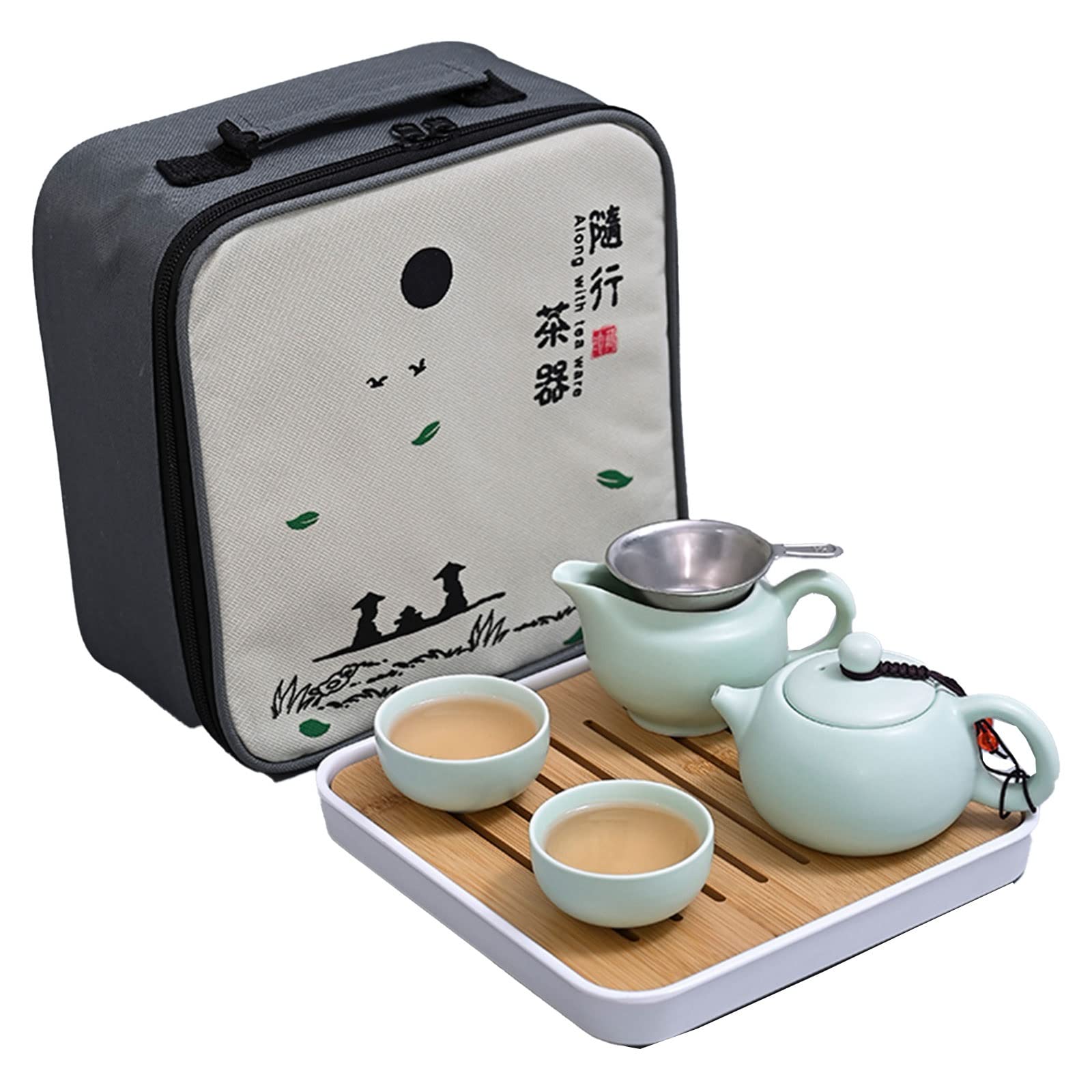 DFGHNBVC Bamboo Chinese Gongfu Tea Tray With Water Storage,Carrying Bag,Tea Serving Tray For China Kungfu Tea Set,Chinese Gongfu Tea Table Serving