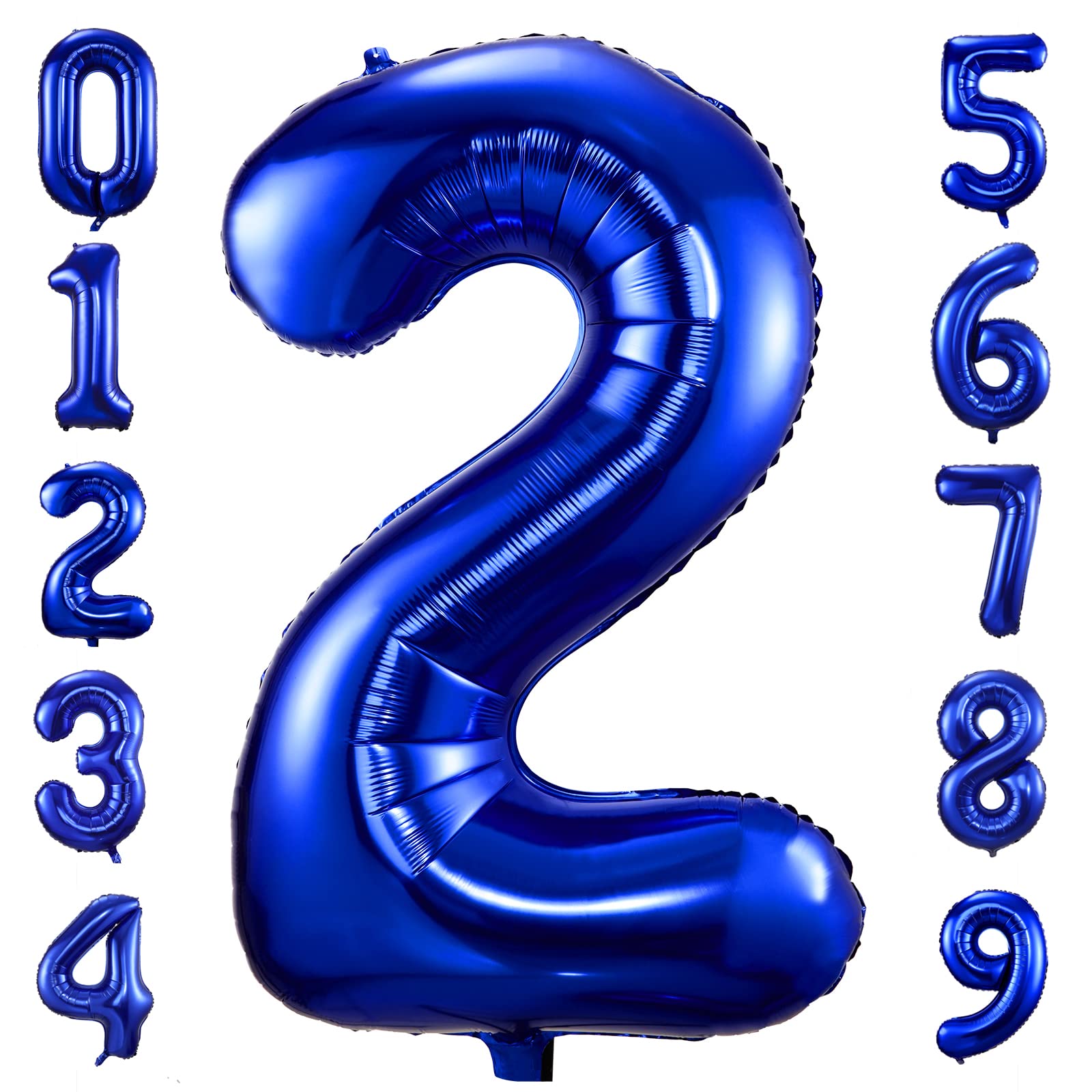 Navy Blue Number 2 Balloons,40 Inch Dark Blue 2 Birthday Balloon Large Foil Mylar Number Digital Balloons for Birthday Party Graduation Baby Shower