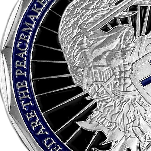 Miniatura 10 de Monedas de desafío policial de San Miguel - Moneda de oración de Dios bendiga a la policía, delgada línea azul, regalo de conmemoración de la