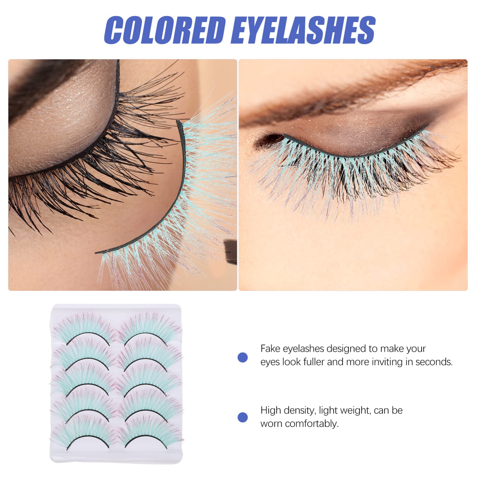 FRCOLOR 20paia Ciglia Colorate Ciglia Finte Per Makeup Cosplay e Occasioni Speciali Effetto Naturale e Accattivante