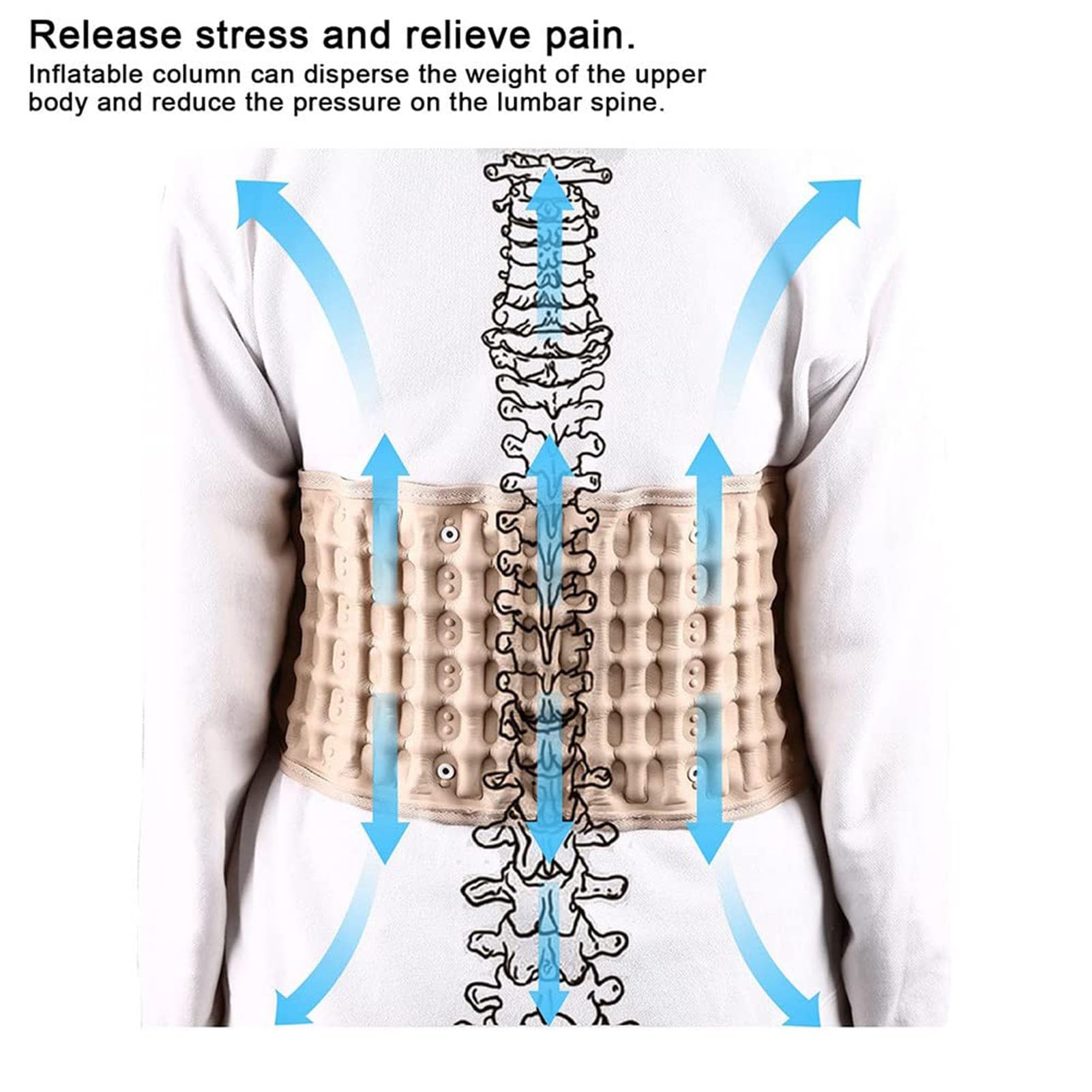 Fascia Lombare Supporto Schiena, Gonfiabile per Alleviare i dolori Muscolari e Prevenire le lesioni Riduce il Dolore e la Pressione dei Nervi Schiacciati