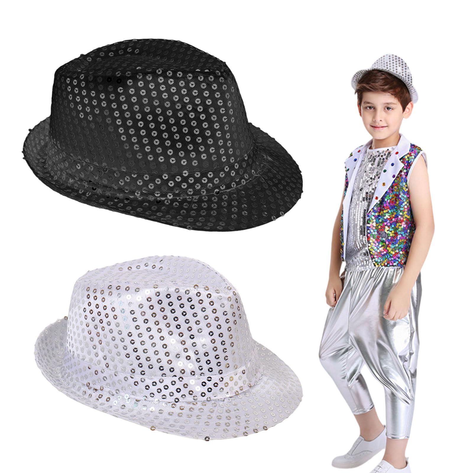 FUIPVGI 2 Pcs Disco Sequin Hat