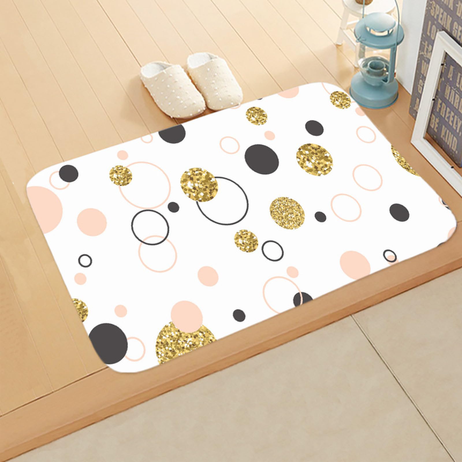 Paillasson Exterieur Entree Géométrie Or Rose Tapis Entree Interieur Tapis de Bain Antidérapant Paillasson Lavable Paillasson Interieur Paillasson Exterieur Salle Bain Couloir(90x150cm)
