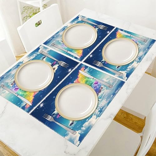 Miniatura 5 de Cute Rainbow Corgi Placemats Set of 6 Resistant Table Mats Washable Place Mats for Dinner Party Table Decoration
