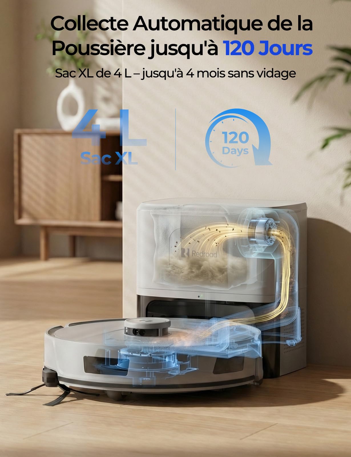 R11 Aspirateur Robot Laveur avec Station, 20000Pa, Station de Vidage Automatique 120 Jours, Navigation LiDAR, WiFi APP 5G/2.4G, Robot Aspirateur Laveur Autonome pour Tapis/Sols/Poils d’Animaux