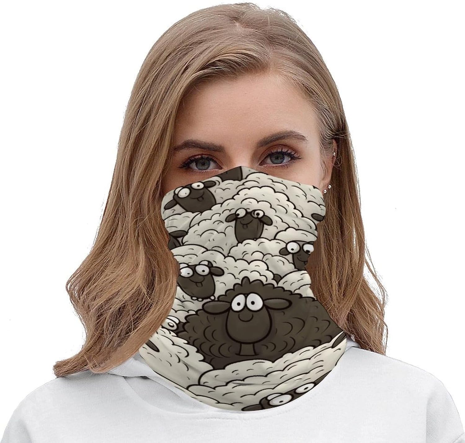 Cartoon Black White Sheep Neck Gaiter Warmer Face Cover Scarf Fashion Windproof Face Cover Winter Balaclava Sun Cooling Scarf Gator Cover Reusable Bandana Scarf for Men Women image 5