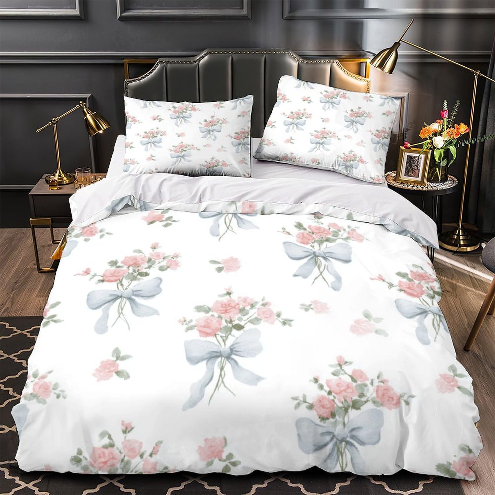 Housse de couette rose hypoallergénique et douce avec zip 200x200