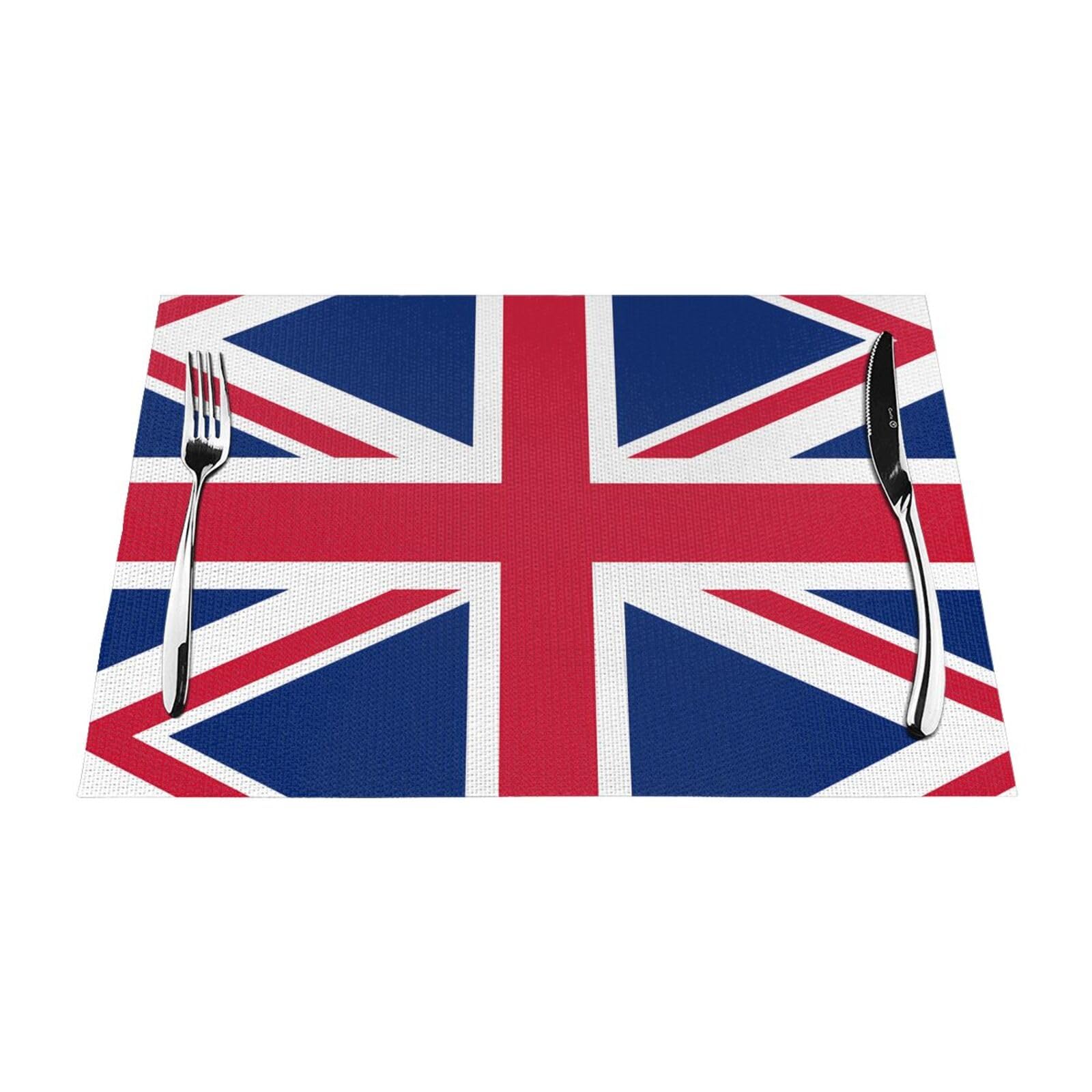 British Flag 6 Pcs Patterned Woven Placemats are Non-Slip and Heat-Resistant and Complement Any Table