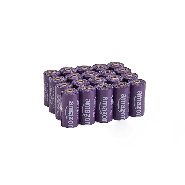 Amazon Basics Bolsa de basura para perros sin dispensador, lavanda, 300 Bolsas (20 paquetes de 15 bolsas)