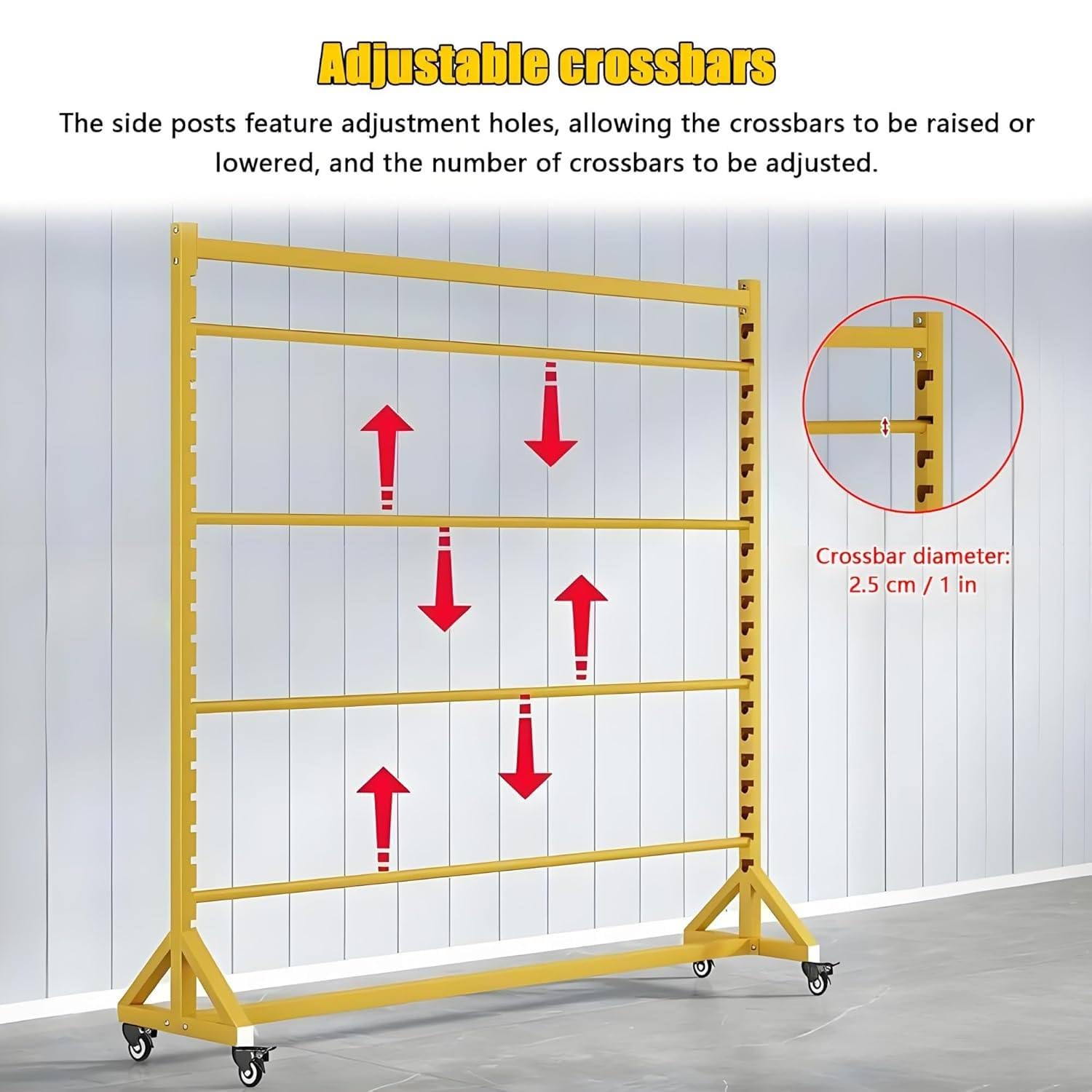 Estante móvil para Almacenamiento de Vinilo, exhibidor de muestras con Ruedas 150cm-4rods | para papel tapiz, película para ventanas, soporte organizador de acero resistente,adecuado para tiendas y talleres