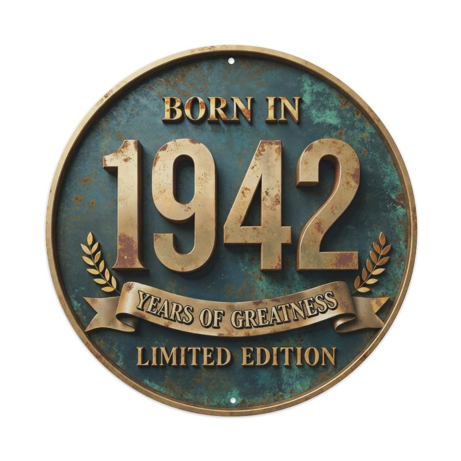 Okahys 8X8inch(20X20cm) Born In 1942 Years Of Greatness Year-Themed Birthday Gift Metal Tin Sign