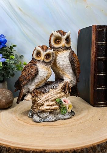Miniatura 6 de Ebros - Estatua romántica de 2 búhos grandes cuernos para pareja en tocón de árbol, 6.25 pulgadas de alto, amor caprichoso de San Valentín, bosque,