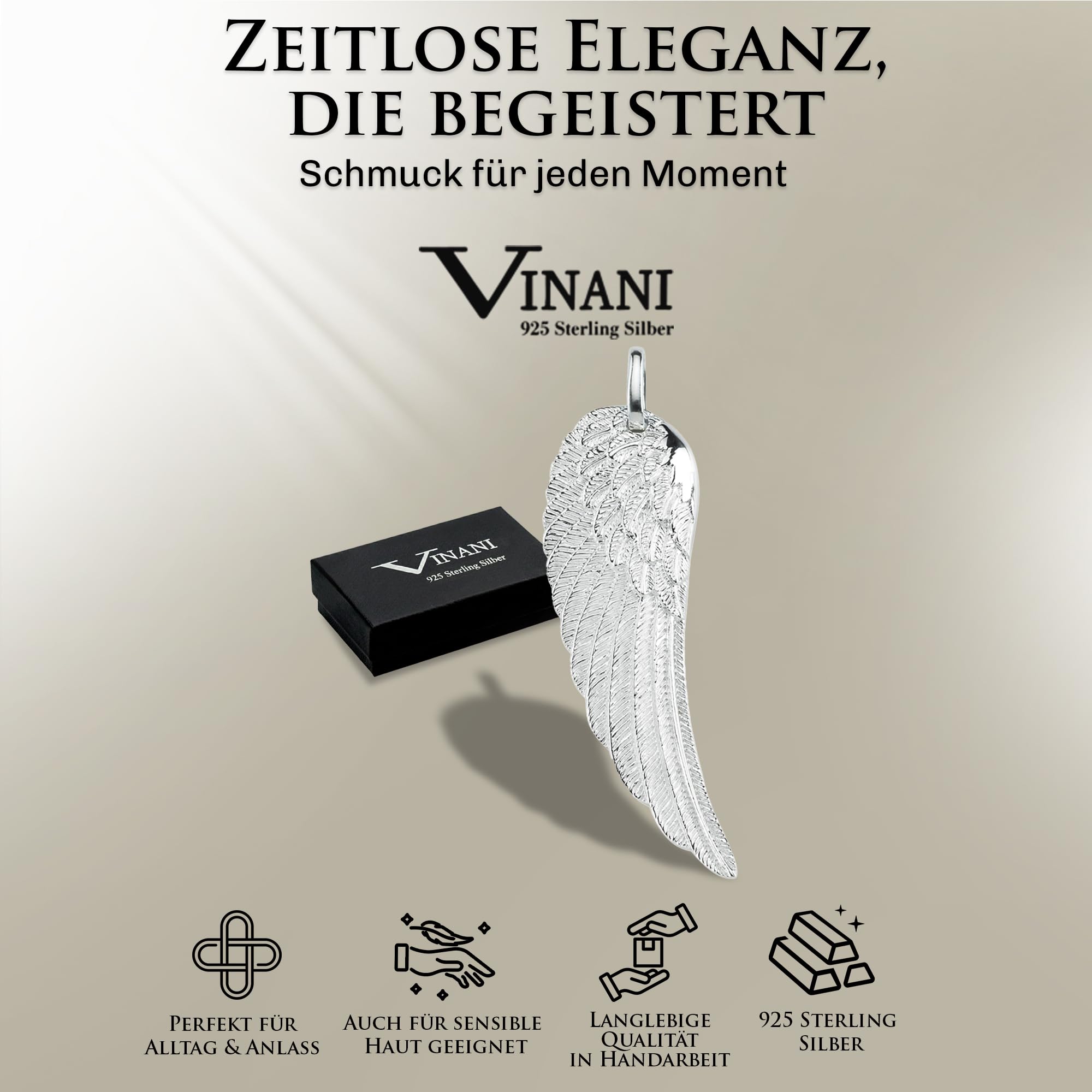 Vinani Anhänger Flügel mattiert 925 Sterling Silber 2AFL-EZ