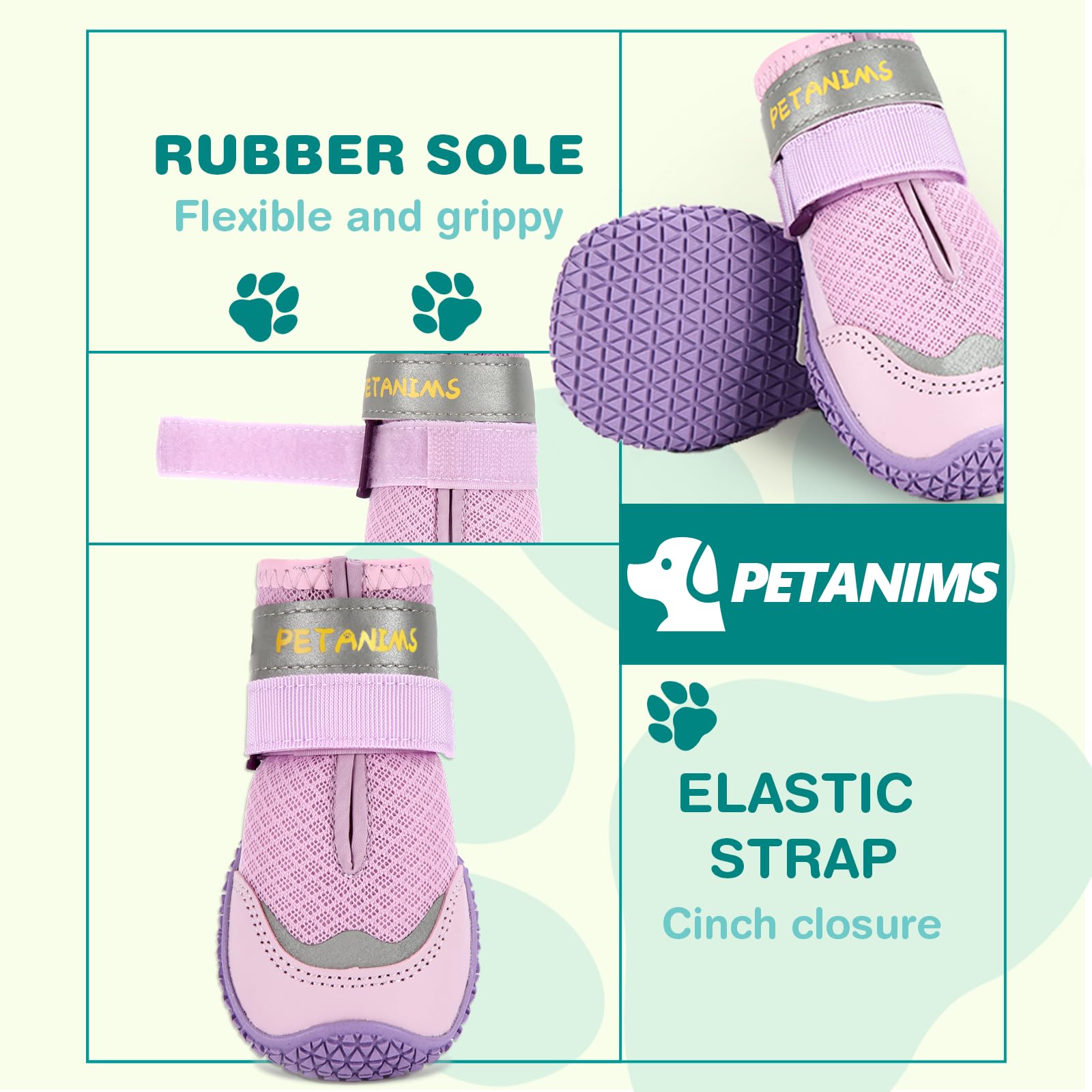 Petanims Chaussures pour Chiens de Petite Taille, Bottes et Protections de Pattes pour Les Jours d'hiver enneigés, Semelles antidérapantes imperméables pour Chien, Taille 1
