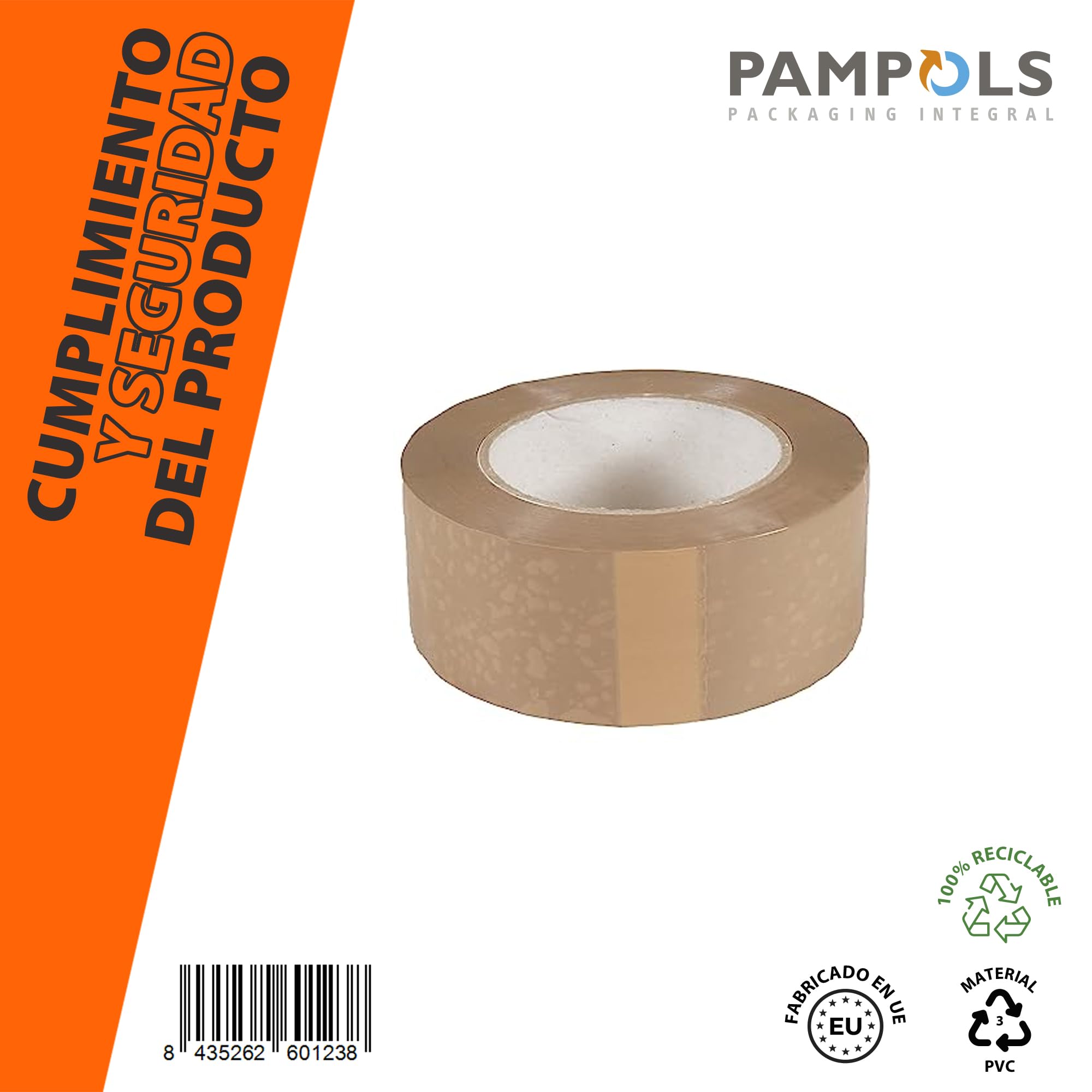 Pack de 6 Rollos de Cinta Adhesiva de Embalaje Industrial para Precintar de PVC | Ultra Fuerte para Cerrar Cajas de Cartón Resistente a la Tensión e Intemperie | Color Marrón | 132m x 48mm