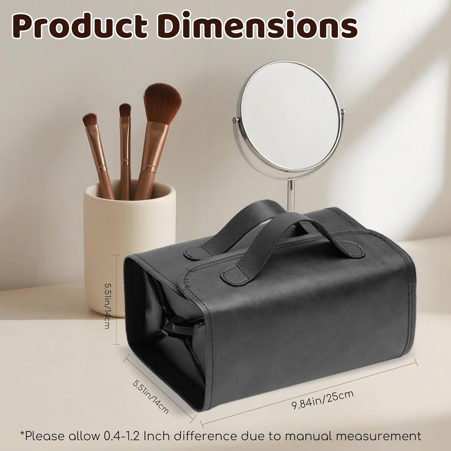 4-in-1 Makeup Bag, Foldable Travel Makeup Bag with Detachable Pouches & Panda Charm, Toiletry bag Hanging Makeup Organizer - Perfect Roll Up Toiletry Bags for Women