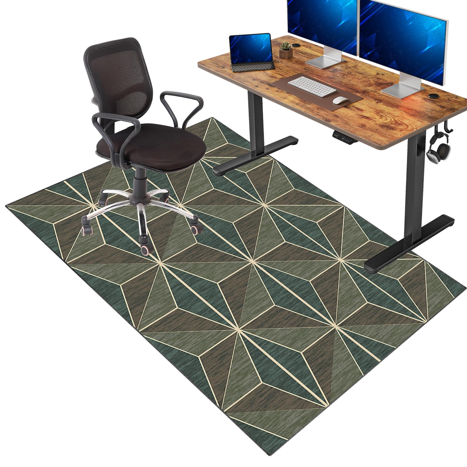 VETCS Gaming Stuhl Unterlage, Bürostuhl Unterlage, Bodenschutz Matte für Bürostuhl, Schreibtischstuhl Unterlage für zu Hause, Bodenschutzmatte für Hartböden, Gaming Teppich für Parkett 160 x 180 cm