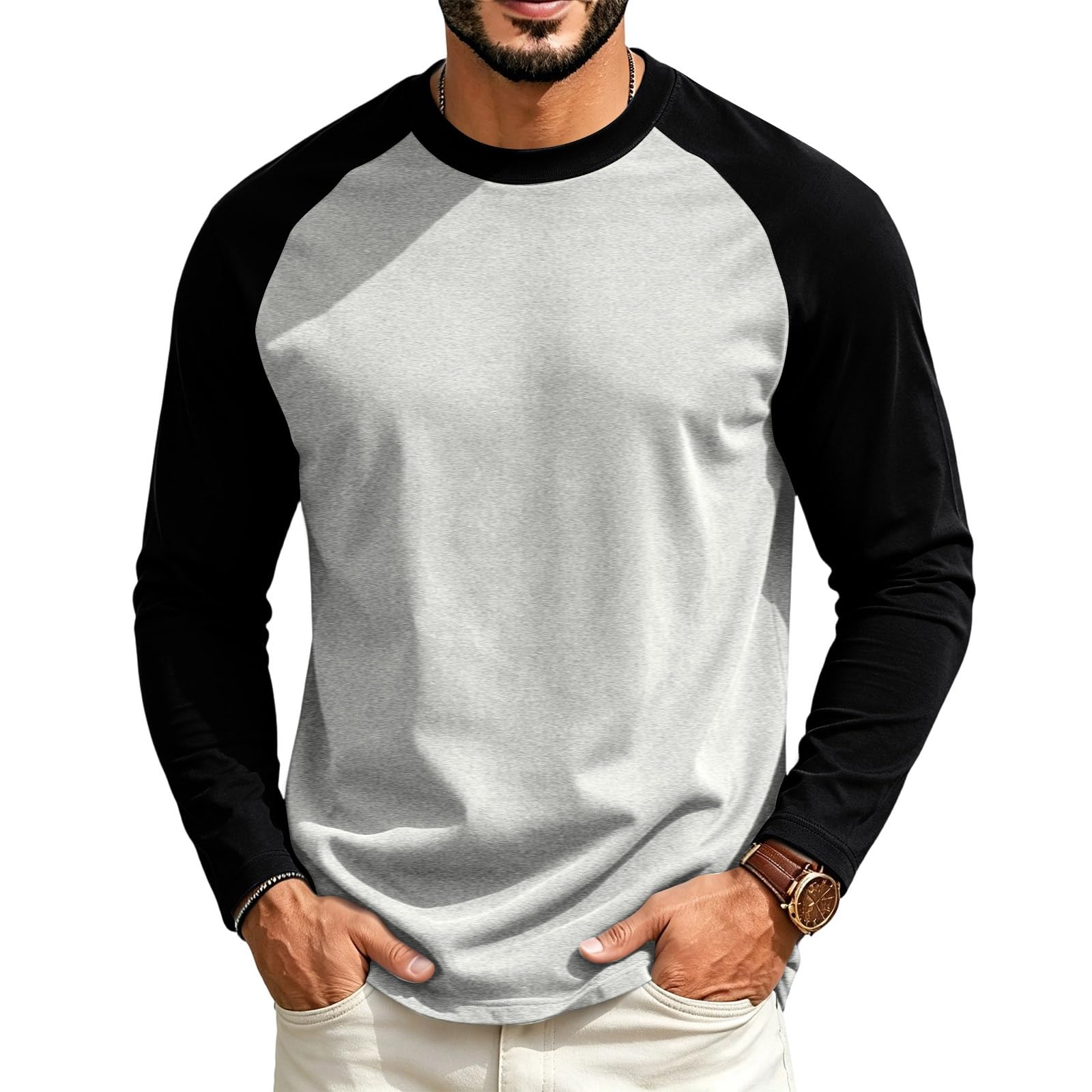 Halloween Crew Neck Shirts Costumes for Men Long Sleeve,04-Light Gray S — image 1