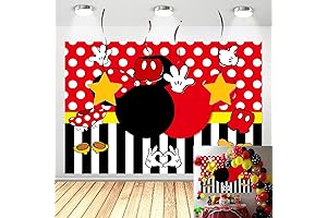 7x5FT Cartoon Black Mouse Red Polka Dots Photography Backdrop