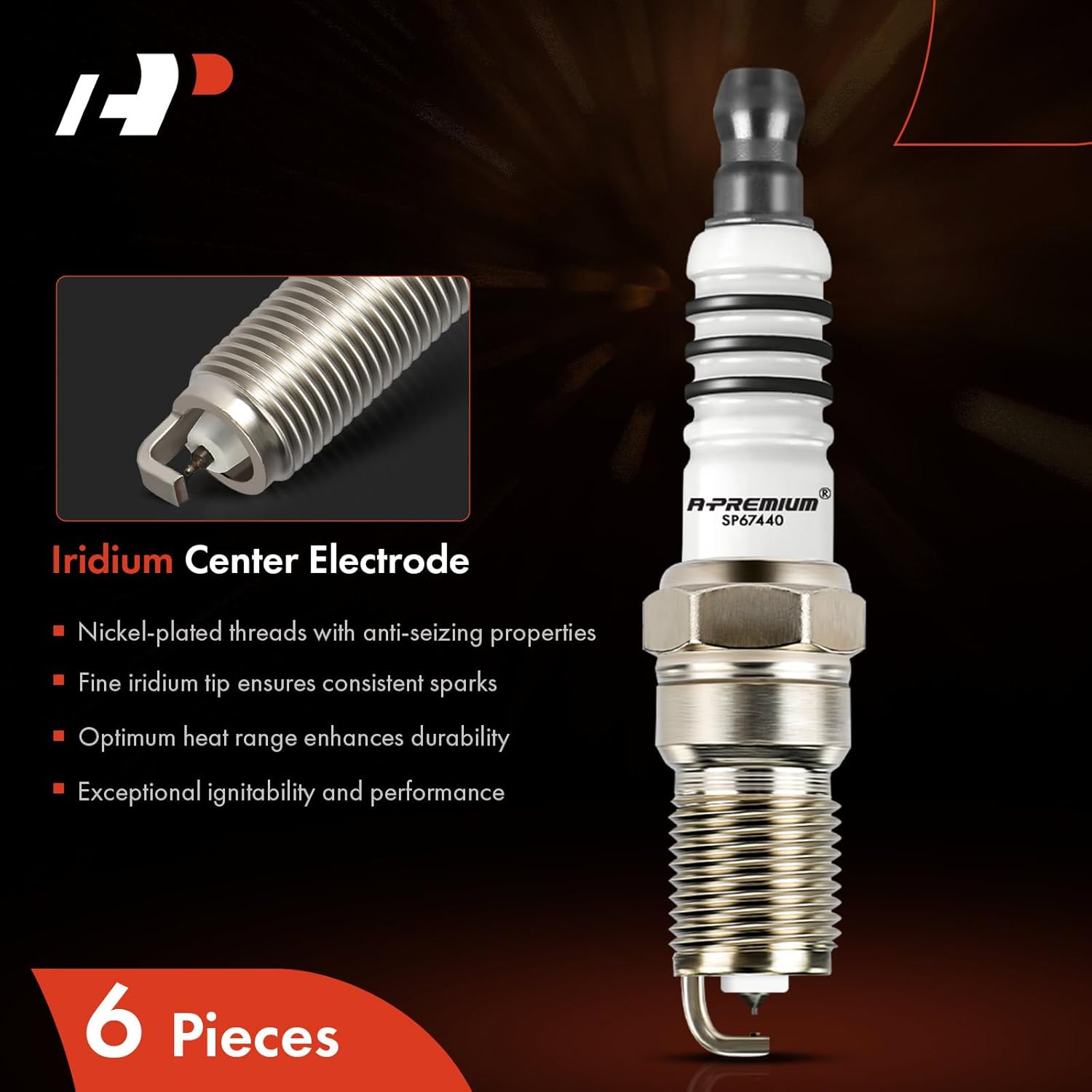 A-Premium Iridium Platinum Spark Plugs Compatible with Ford Freestar 2006-2007 3.6L, Pack of 6