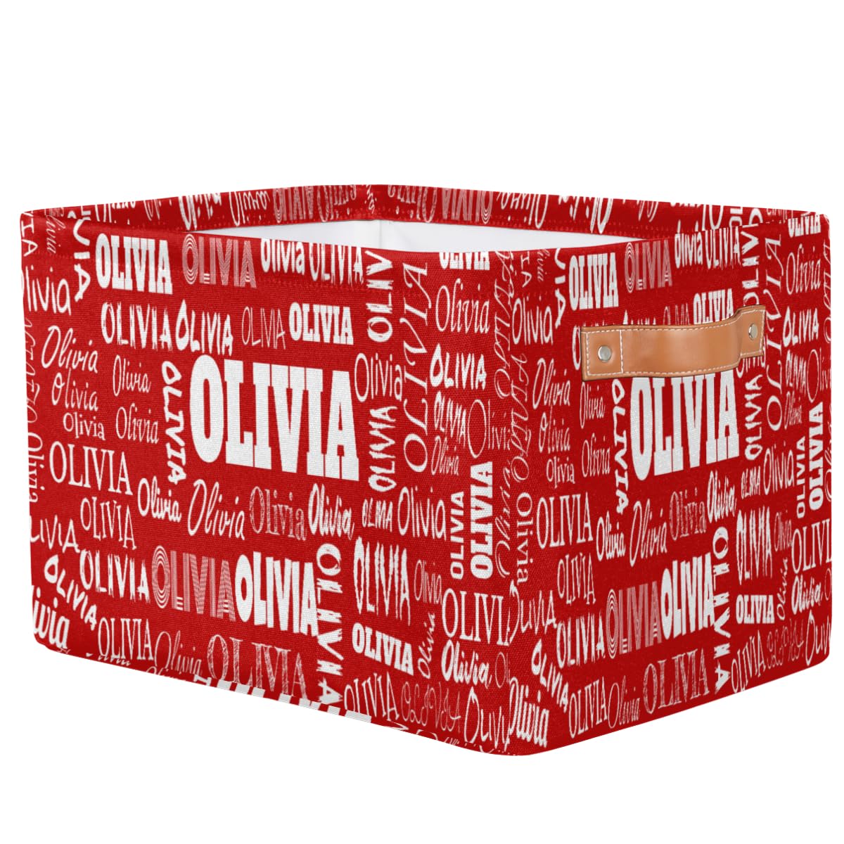 KFNHN Custom Rectangle Storage Basket, Personalized Name Organizer Bin for Pet/Children Toys, Books, Clothes, Perfect for Rooms/Playroom, Red Color