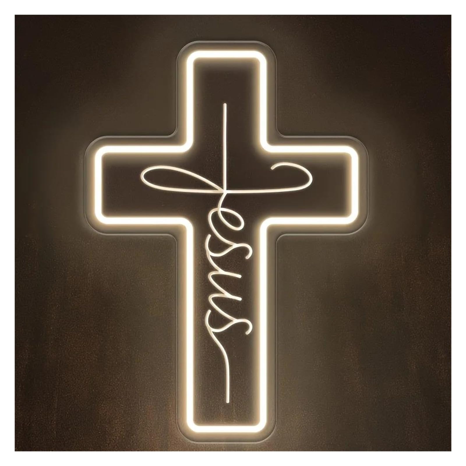 LEMST Signs Lamp Jesus Cross Neon Signs Light Dimmable USB Powered for Bedroom Home Room Party Church Events Birthday Wall Decor 28cmx40cm
