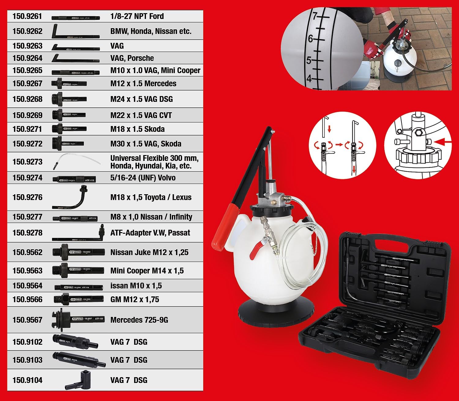 KS Tools 150.9105 - Set universale di 23 adattatori