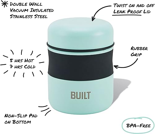 Miniatura 3 de BUILT Tarro de alimentos aislado al vacío de 10 onzas, doble pared, color negro