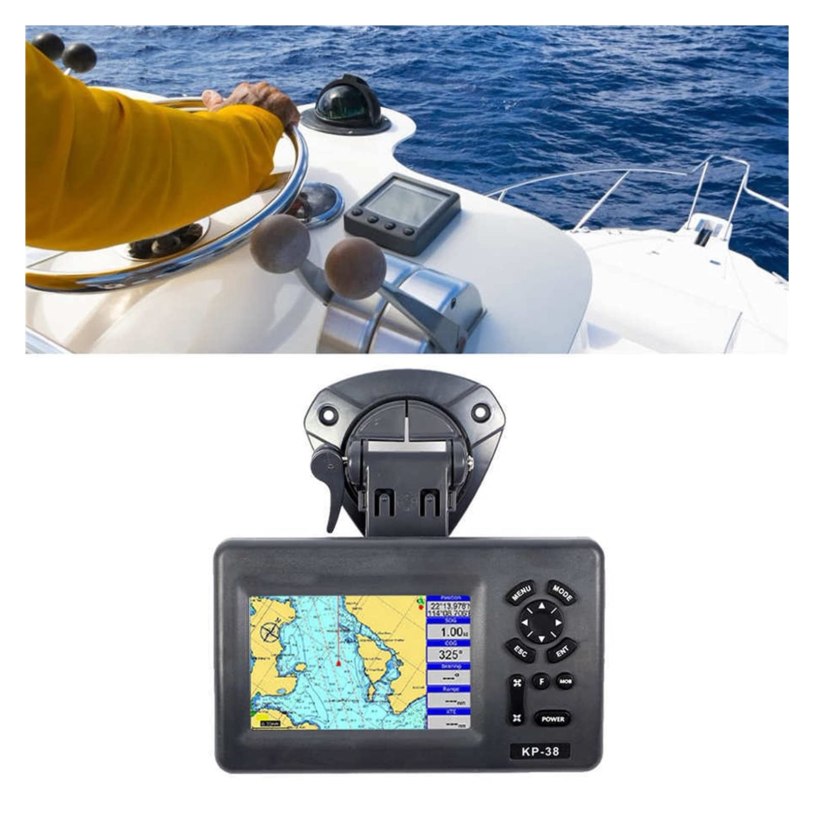 Marino GPS Plotter colorato. LCD IPX5. Trattatore Marino Impermeabile Plotter Satellite Navigator Boat GPS Navigazione 5 Pollici KP-38