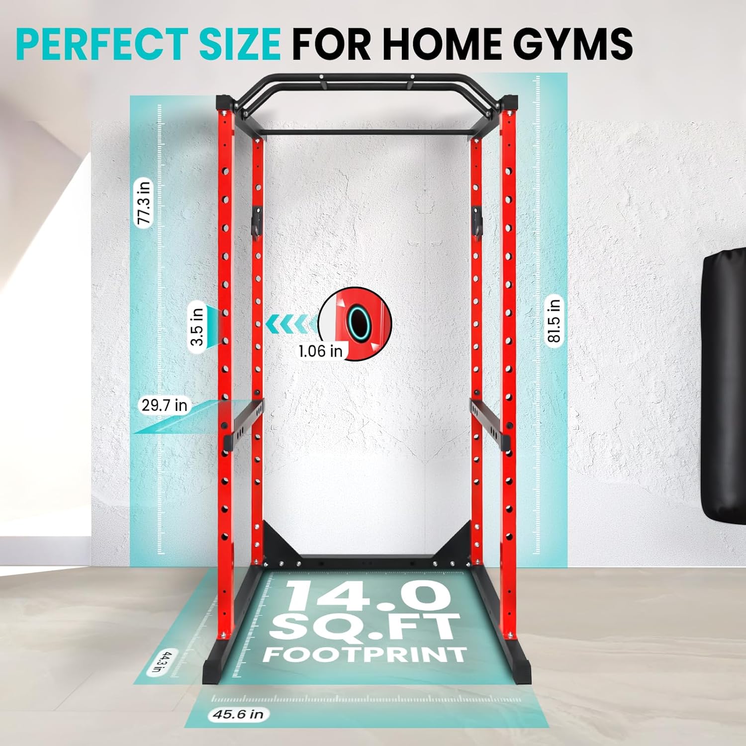 Power Cage, 1200 Pounds Power Rack With J Hook, Weight Cage With 14-Speed Adjustable, Power Racks For Home Gym