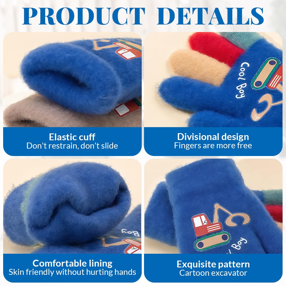 Zauberhandschuhe für Kinder, 3 Paar Kinder Gestrickt Handschuhe, Winter-Thermofäustlinge,Elastische Fäustlinge, Kälteschutzhandschuhe, für Jungen und Mädchen, 5–7 Jahre