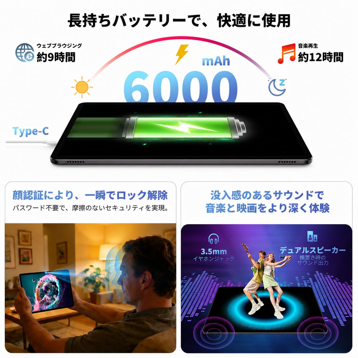 Amazon.co.jp: TECLAST Android 16 タブレット 10インチ 120Hz 画面