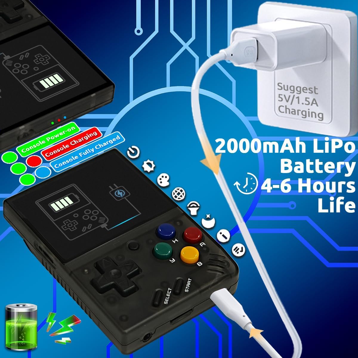 Whatsko MiyooMini V4 Consola de Juegos Portátil,Consola Retro 64GB con 10000 Juegos,Sistema Linux Cortex-A7 Pantalla IPS de 2.8 pulgadas 2000mAh,Soporta WiFi HDMI y Salida TV(Negro)